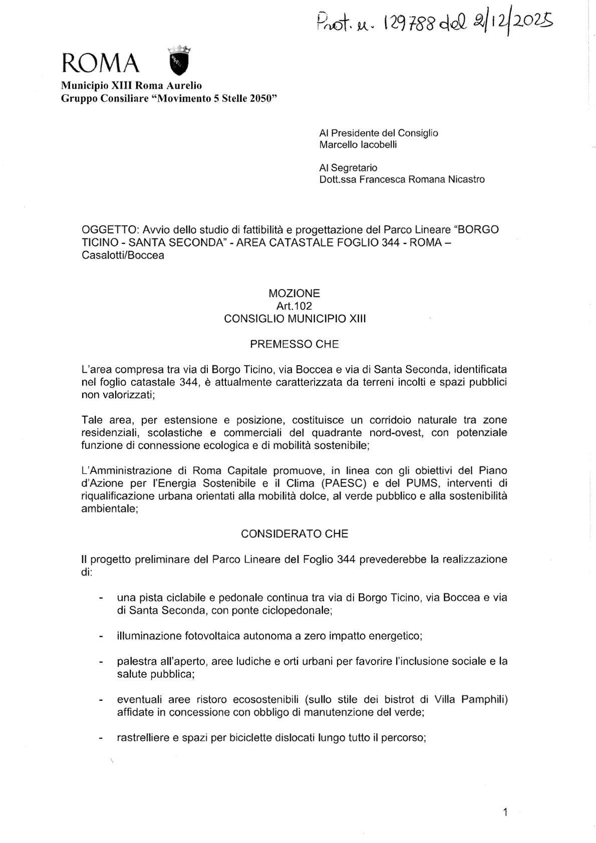 Pagina 1 Mozione